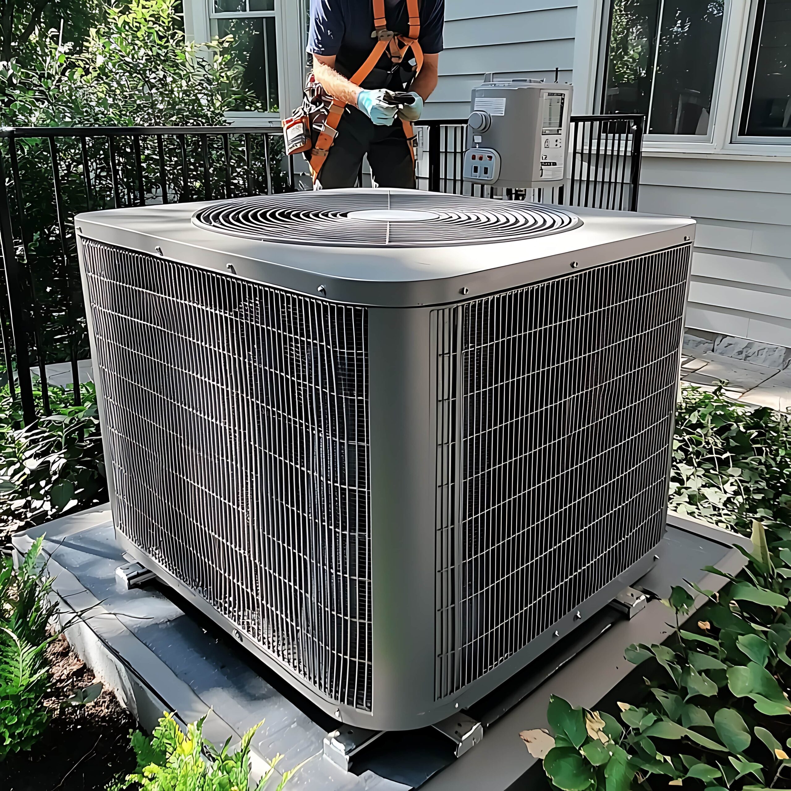 hvac repair man repairing system